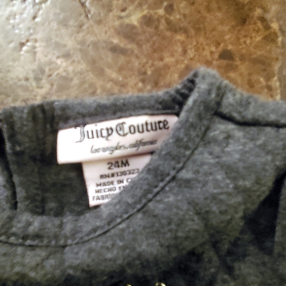 5/25 Juicy Couture grey quilted gold zipper peplum top 24month - Picture 4 of 4